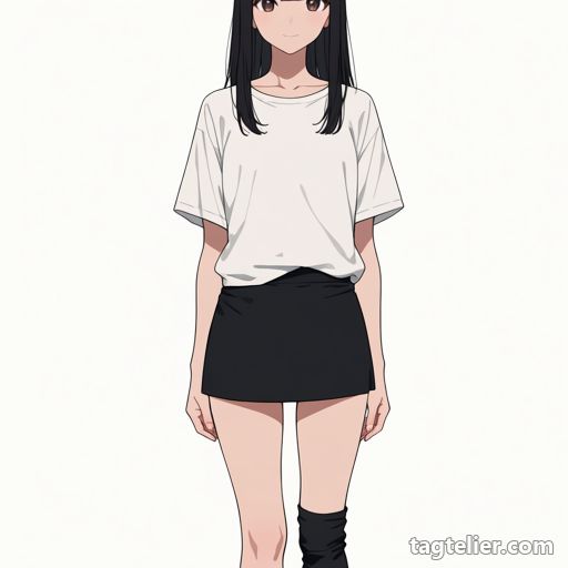 左右で長さが違う（uneven_legwear）で生成したAIイラストの見本
