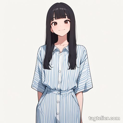 縦縞の服（vertical-striped_clothes）で生成したAIイラストの見本