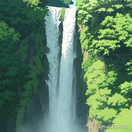 滝（waterfall）で生成したAIイラストの見本