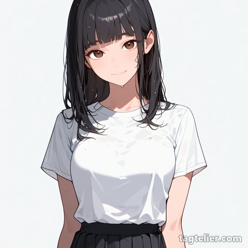 濡れた髪（wet_hair）で生成したAIイラストの見本