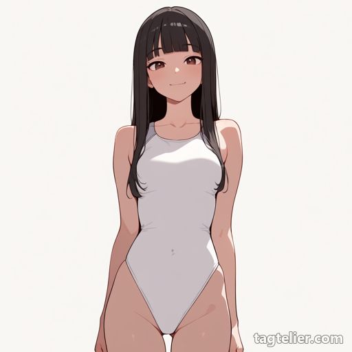 白スク水（white_one-piece_swimsuit）で生成したAIイラストの見本