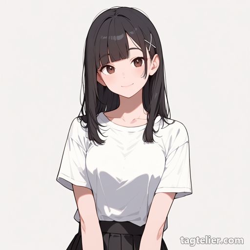 バツ印の髪飾り（x_hair_ornament）で生成したAIイラストの見本