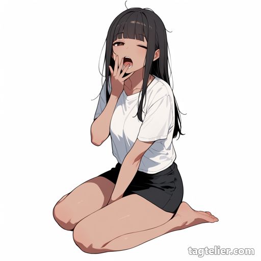 あくび（yawning）で生成したAIイラストの見本
